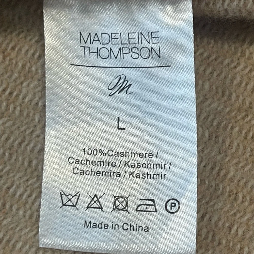 MADELEINE THOMPSON Calla 100% Cashmere Two-Tone, Tan, Long Open Cardigan, Large